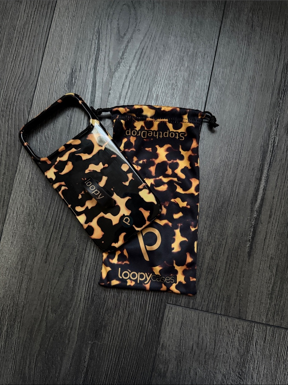 Loopy Case Tortoiseshell Phone Case with Loop - Brown and Black